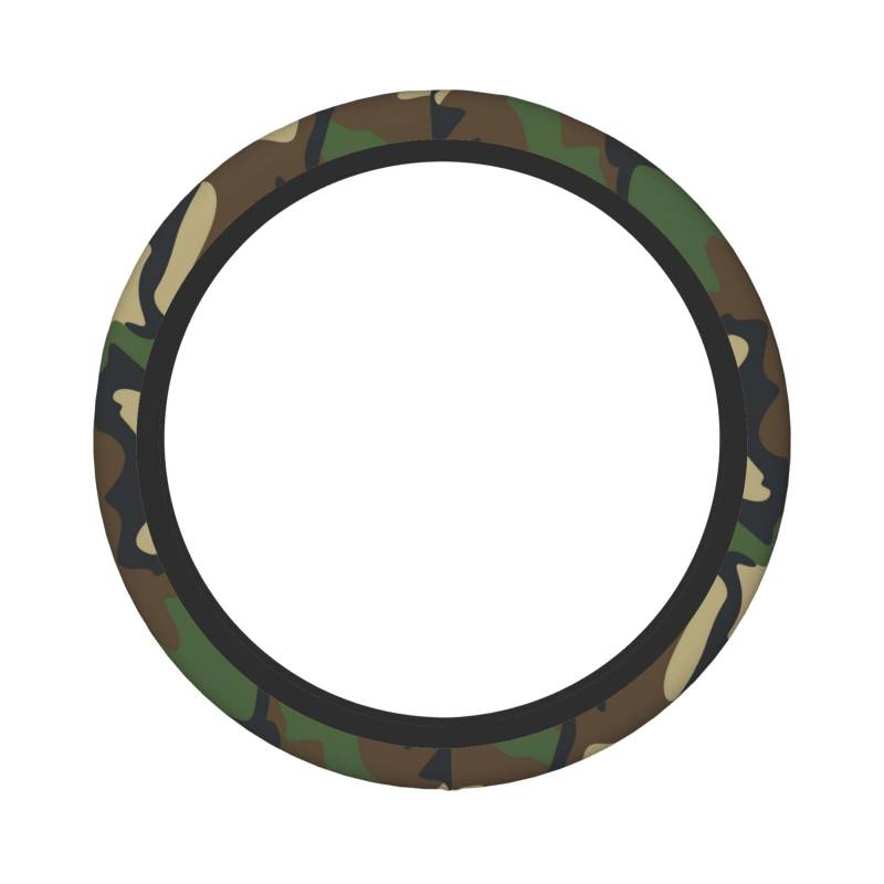 SJOAOAA Sport-Lenkradbezug im Armee-Design, klassisch, Camouflage-Muster, 38,1 cm, universal, weich, atmungsaktiv, für Auto, LKW, SUV, rutschfest von SJOAOAA