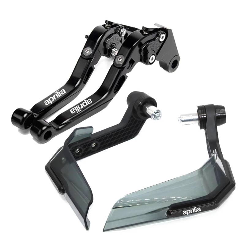 Lenkerenden-Handschützer Für Aprilia RS660 Tuono 660 2020-2021 Motorrad CNC Einstellbare Klapp Bremse Kupplung Hebel Winddicht Handschutz Hand Schild(Black) von SJOIOOP