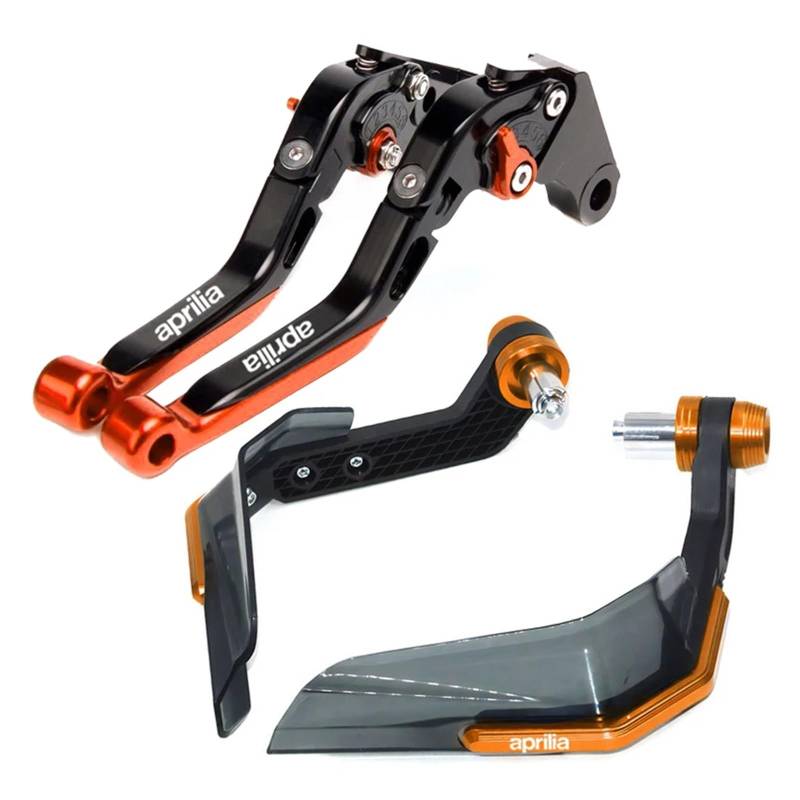 Lenkerenden-Handschützer Für Aprilia RS660 Tuono 660 2020-2021 Motorrad CNC Einstellbare Klapp Bremse Kupplung Hebel Winddicht Handschutz Hand Schild(Orange-A) von SJOIOOP