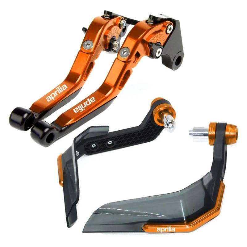 Lenkerenden-Handschützer Für Aprilia RS660 Tuono 660 2020-2021 Motorrad CNC Einstellbare Klapp Bremse Kupplung Hebel Winddicht Handschutz Hand Schild(Orange-B) von SJOIOOP