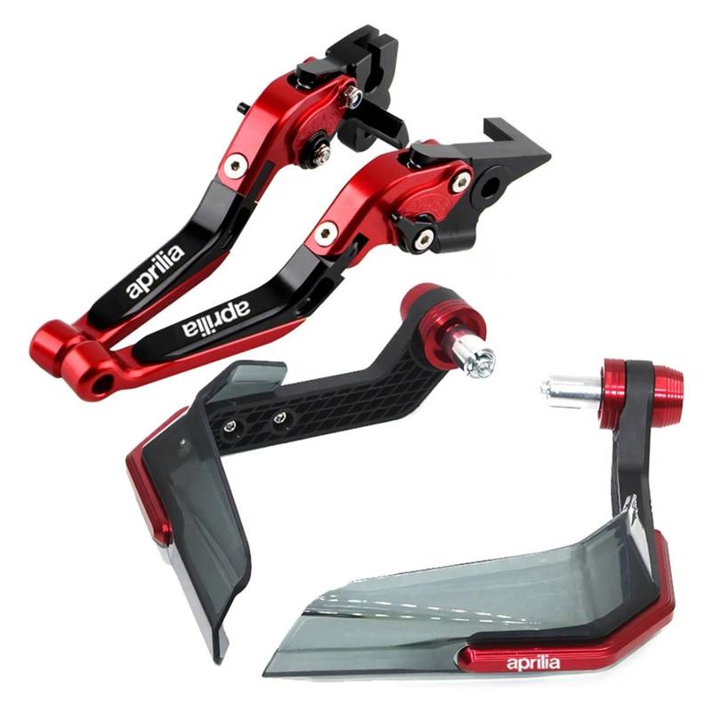 Lenkerenden-Handschützer Für Aprilia RS660 Tuono 660 2020-2021 Motorrad CNC Einstellbare Klapp Bremse Kupplung Hebel Winddicht Handschutz Hand Schild(Red-A) von SJOIOOP