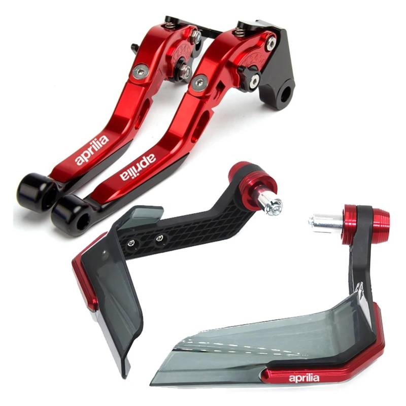 Lenkerenden-Handschützer Für Aprilia RS660 Tuono 660 2020-2021 Motorrad CNC Einstellbare Klapp Bremse Kupplung Hebel Winddicht Handschutz Hand Schild(Red-B) von SJOIOOP