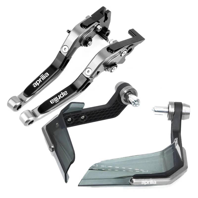 Lenkerenden-Handschützer Für Aprilia RS660 Tuono 660 2020-2021 Motorrad CNC Einstellbare Klapp Bremse Kupplung Hebel Winddicht Handschutz Hand Schild(Silver) von SJOIOOP