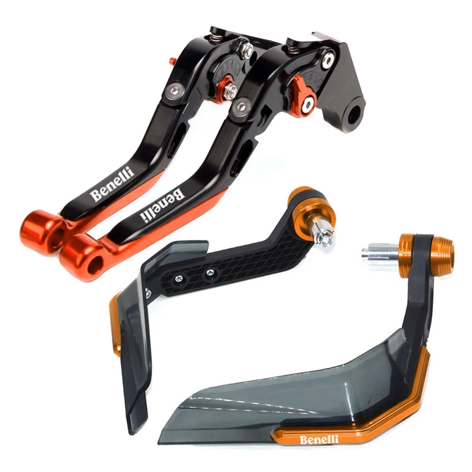 Lenkerenden-Handschützer Für Benelli TNT125 TNT135 2016-17 Motorrad CNC Einstellbare Kupplung Bremshebel Handgriff Winddicht Schutzfolie(Orange-B) von SJOIOOP