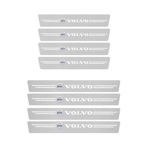 Auto Einstiegsleisten Schutz für Volvo C30 2006-2013, Türschweller Aufkleber Schutzfolie Kantenschutz Heckstoßstange Kratzschutz Abnutzungs Kohlefaser Tuning Zubehör,Silver-8PCS von SJSMZX