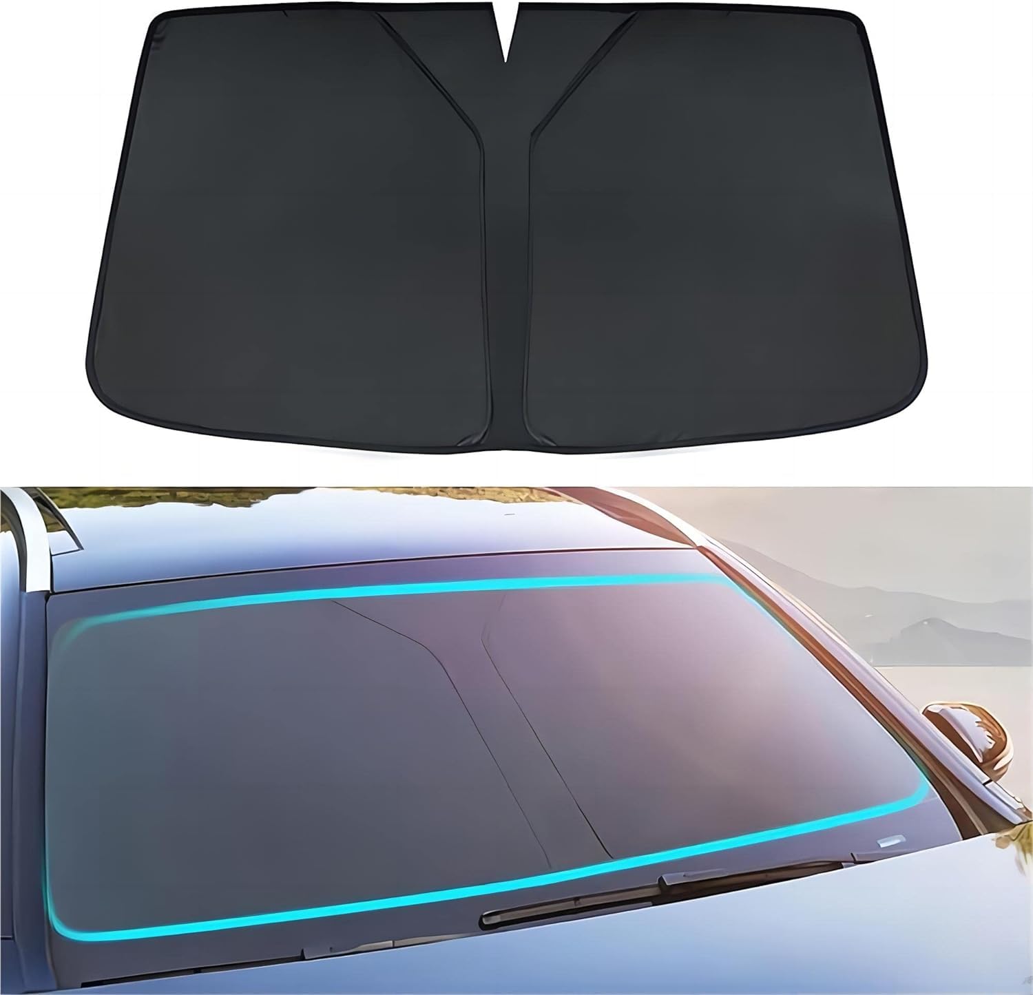 Sonnenschutz Auto Frontscheibe für Hyundai Tucson NX4 2021 2022, UV-Schutzabdeckung Faltbare Sonnenblende Schutz Zubehör,Black von SJUYHNHN