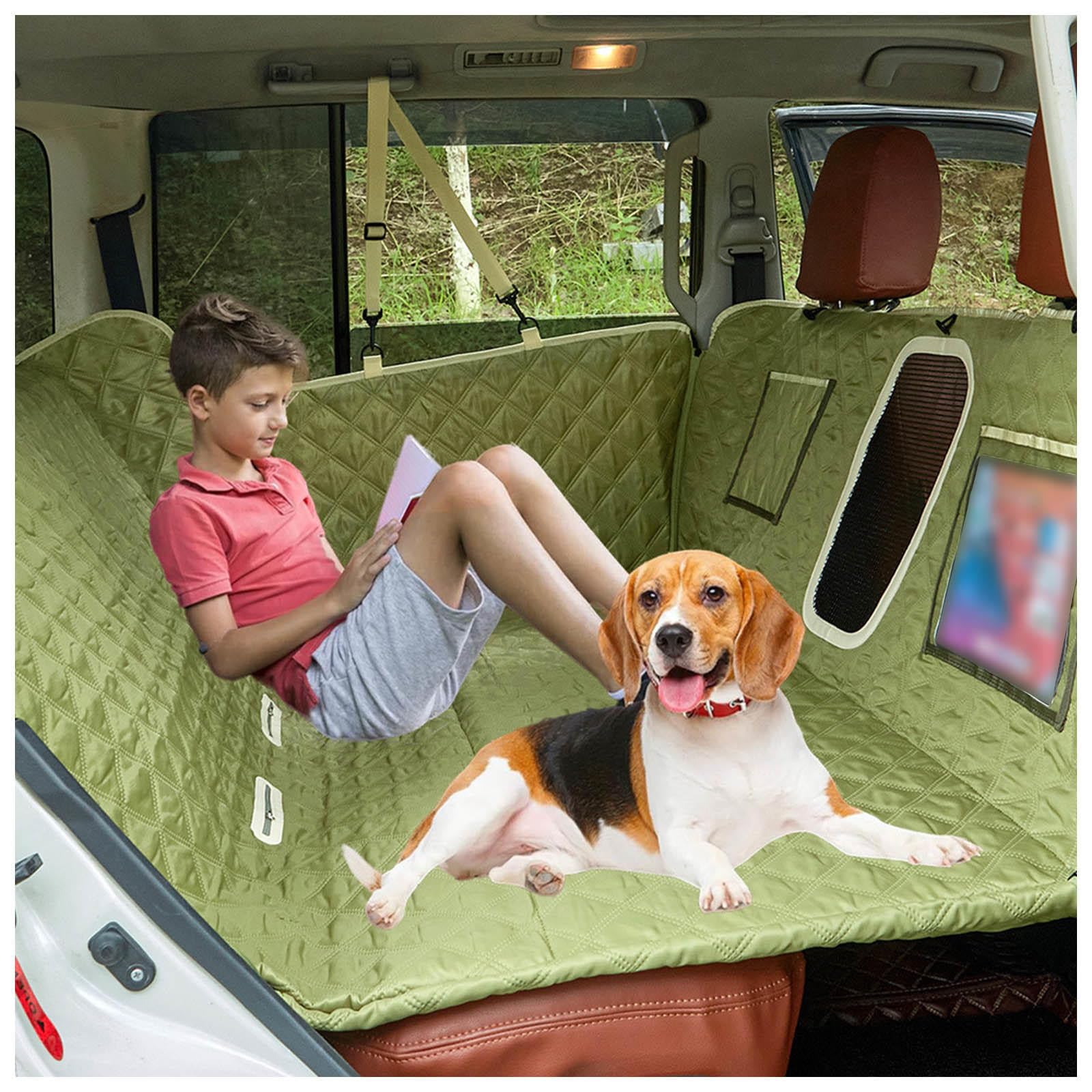 SJWJWOO Auto Hundedecke Rücksitz Fester Boden, 137 * 63cm, rutschfest, Wasserdicht, Kratzfest Autoschutzdecke Hund Rücksitz für Auto, SUV, LKW,Green von SJWJWOO