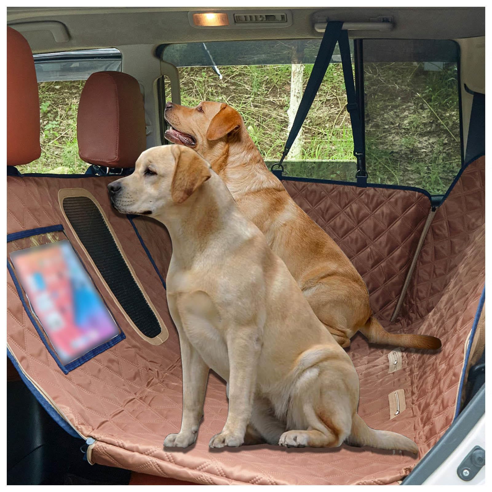 SJWJWOO Hund Auto Rückbank, 137 * 63cm, rutschfest, Wasserdicht, Kratzfest Hundedecke Für Auto Rückbank für Alle PKWs Auto SUV,Brown von SJWJWOO