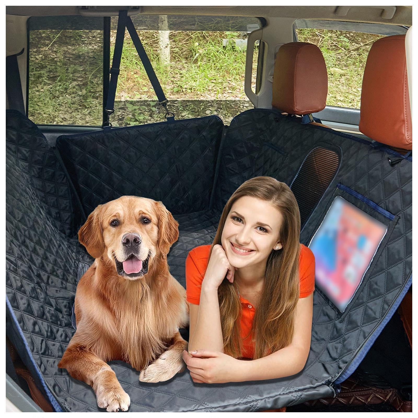 SJWJWOO Hundedecke Auto Rückbank, 137 * 63cm, rutschfest, Wasserdicht, Kratzfest Stabiler Autositzbezug Hund für Auto, SUV, LKW,Black von SJWJWOO