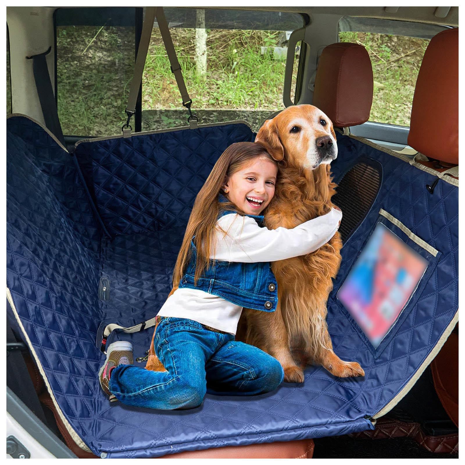 SJWJWOO Hundematte Auto, 137 * 63cm, rutschfest, Wasserdicht, Kratzfest Hundeschutz Auto Rückbank Leicht Zu Reinigen für Auto,Blue von SJWJWOO