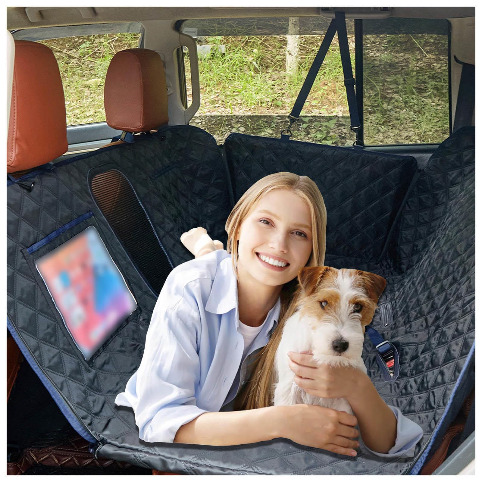 SJWJWOO Rücksitz Hund Auto, 137 * 63cm, rutschfest, Wasserdicht, Kratzfest Hundeschutzdecke Auto Rückbank für Alle PKWs Auto SUV,Black von SJWJWOO