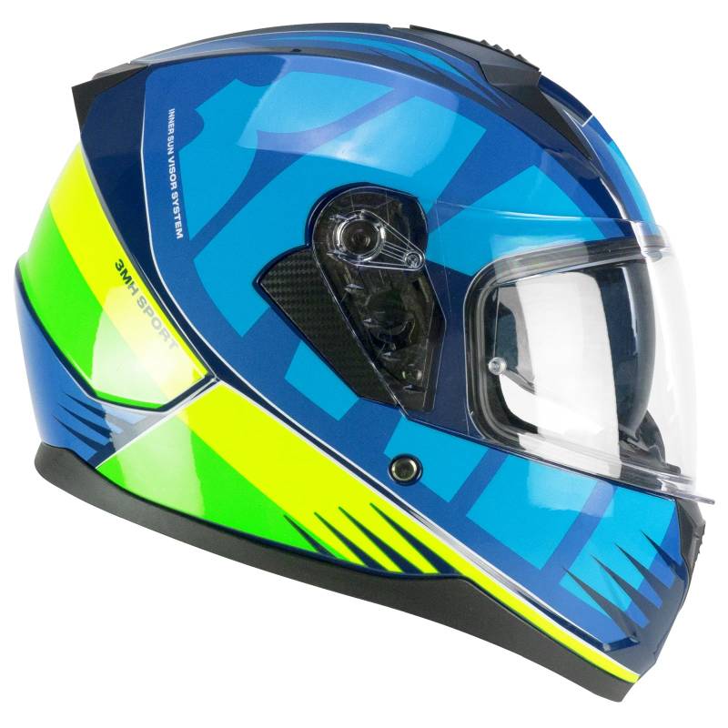 SKA-P Helm Full Face 3MHG Speeder Sport blau Neongelb, S (55-56cm) von SKA-P
