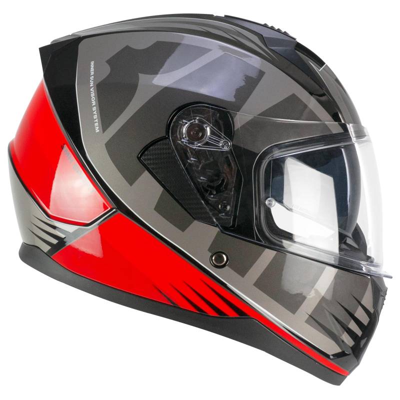 SKA-P Helm Full Face 3MHG Speeder Sport grau rot, XS (53-54 cm) von SKA-P