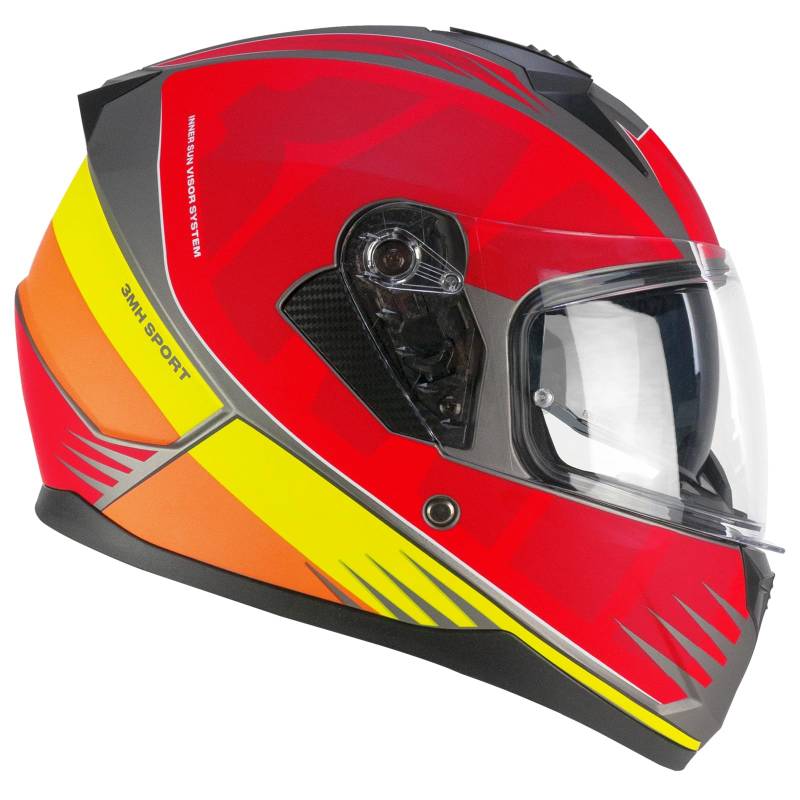SKA-P Helm Full Face 3MHG Speeder Sport rot gelb matt XS (53-54cm) von SKA-P