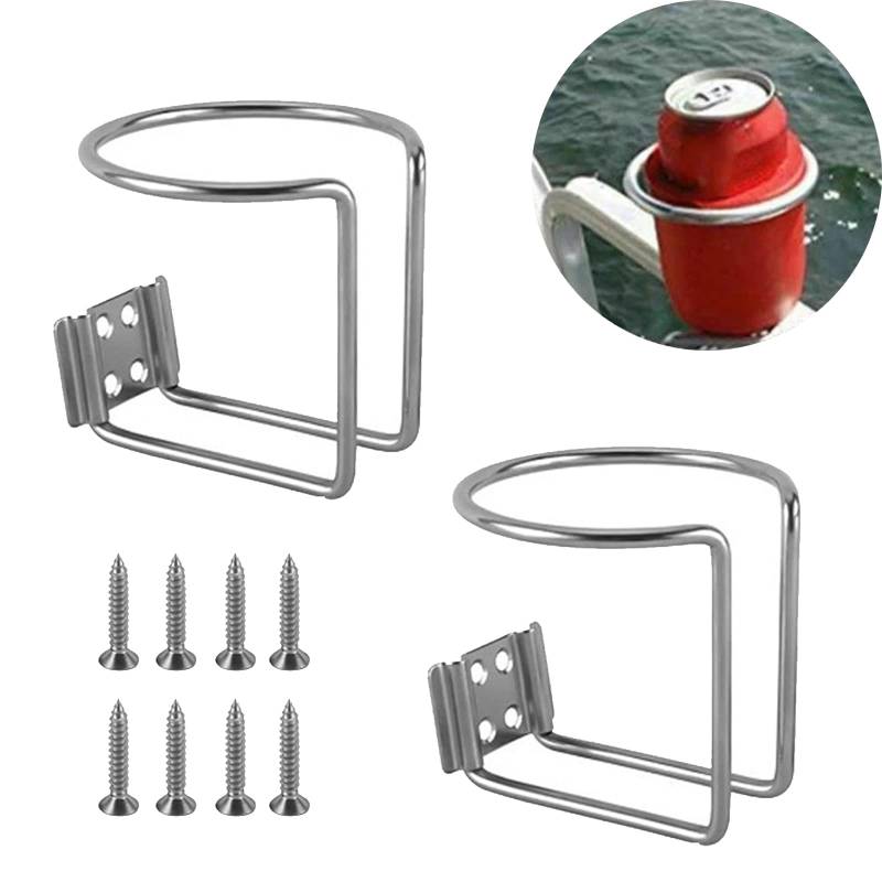 2 Stücke Edelstahl Ring Becherhalter, Edelstahl Getränkehalter, Auto Universeller Flaschenhalter,Universal Getränkehalter, Für Bootsringe, Yacht, Marine,Wohnmobil, Kaffeebecherhalter von SKDFHOD