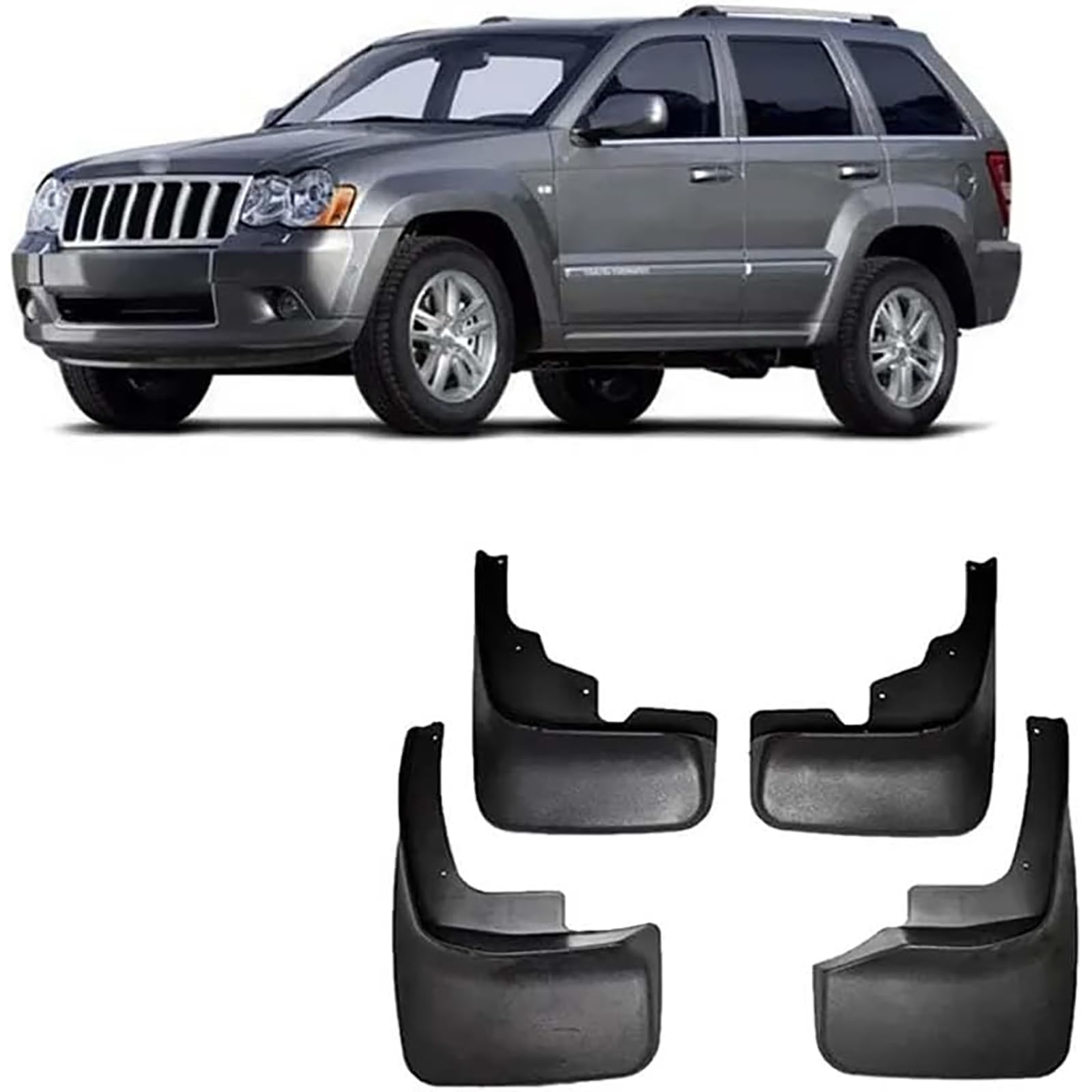 4 Stück Auto Schmutzfänger für Jeep Grand Cherokee 2005-2010, Vorne Hinten Spritzschutz Schlamm Klappen Kotflügel Kit Kratzfest Protection Styling ZubehöR von SKEPPY