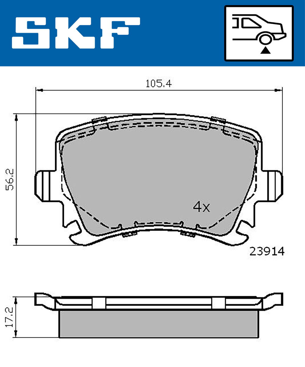 Bremsbelagsatz, Scheibenbremse Hinterachse SKF VKBP 90014 von SKF