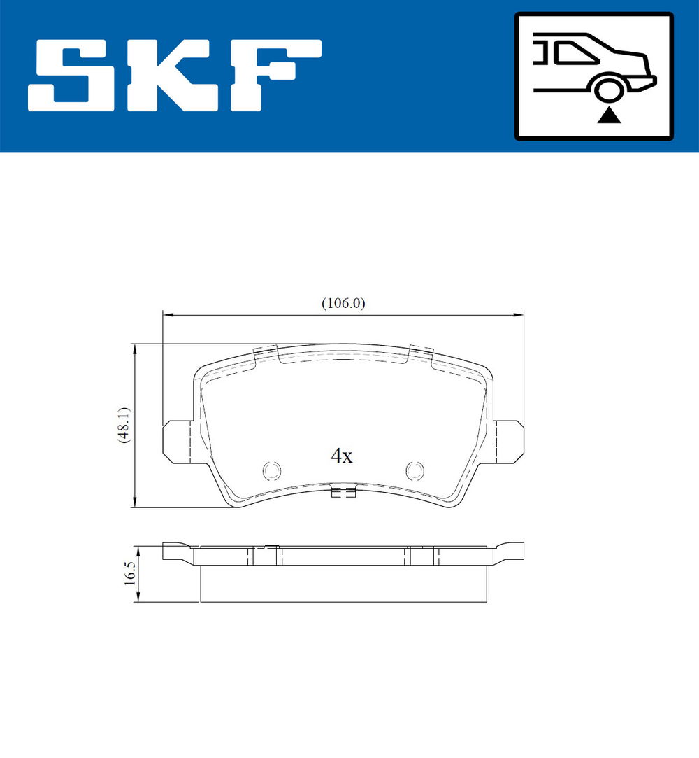 Bremsbelagsatz, Scheibenbremse Hinterachse SKF VKBP 90027 von SKF