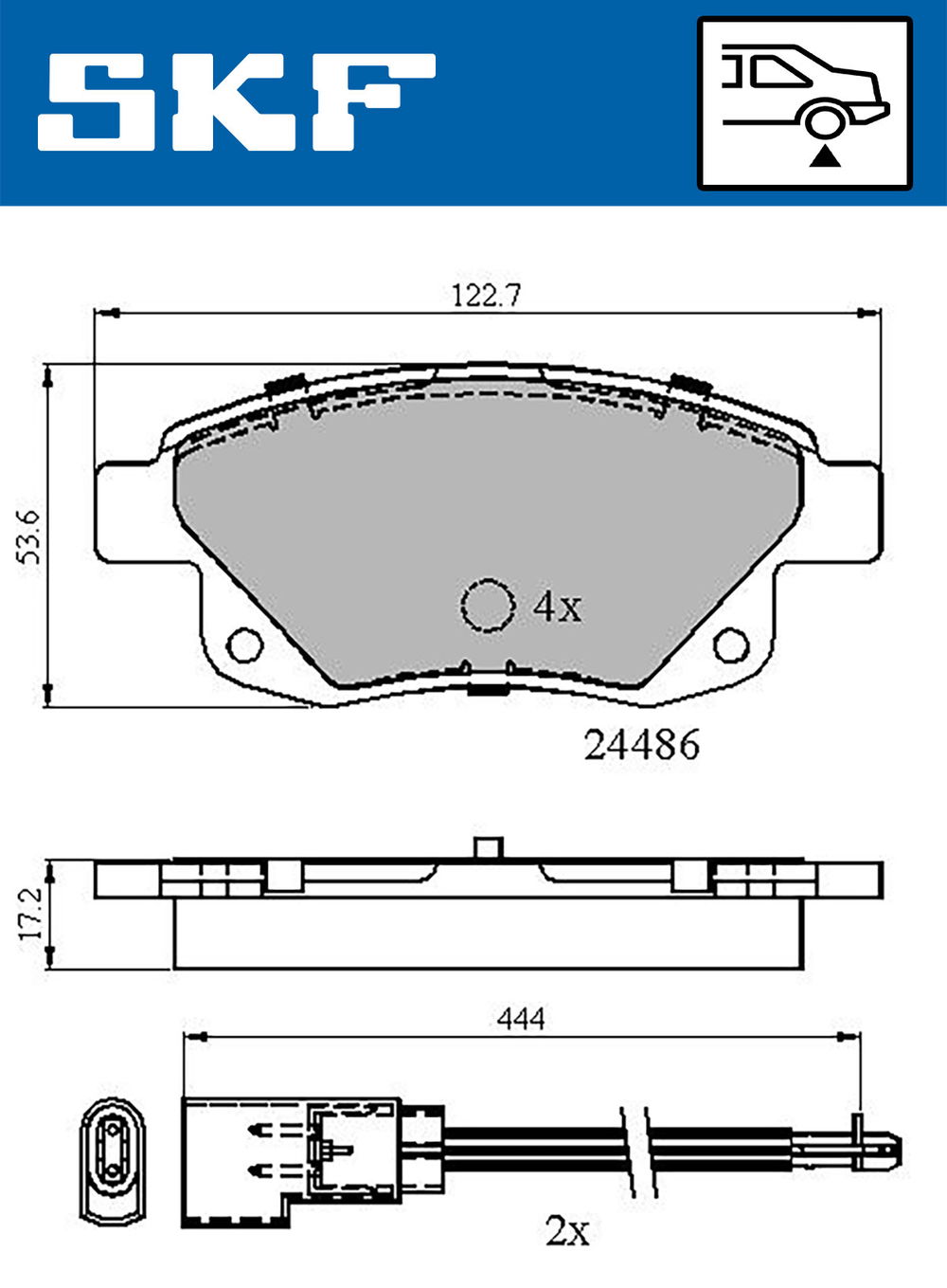 Bremsbelagsatz, Scheibenbremse Hinterachse SKF VKBP 90077 E von SKF