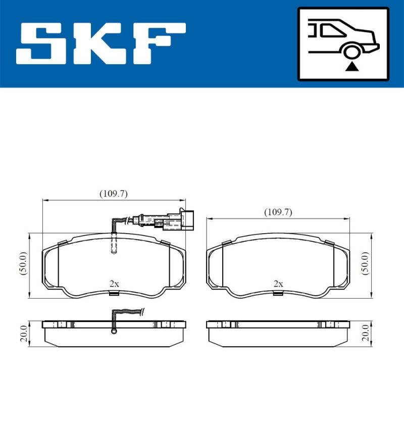 Bremsbelagsatz, Scheibenbremse Hinterachse SKF VKBP 90266 E von SKF