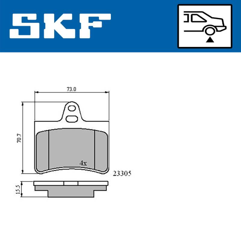 Bremsbelagsatz, Scheibenbremse Hinterachse SKF VKBP 90400 von SKF