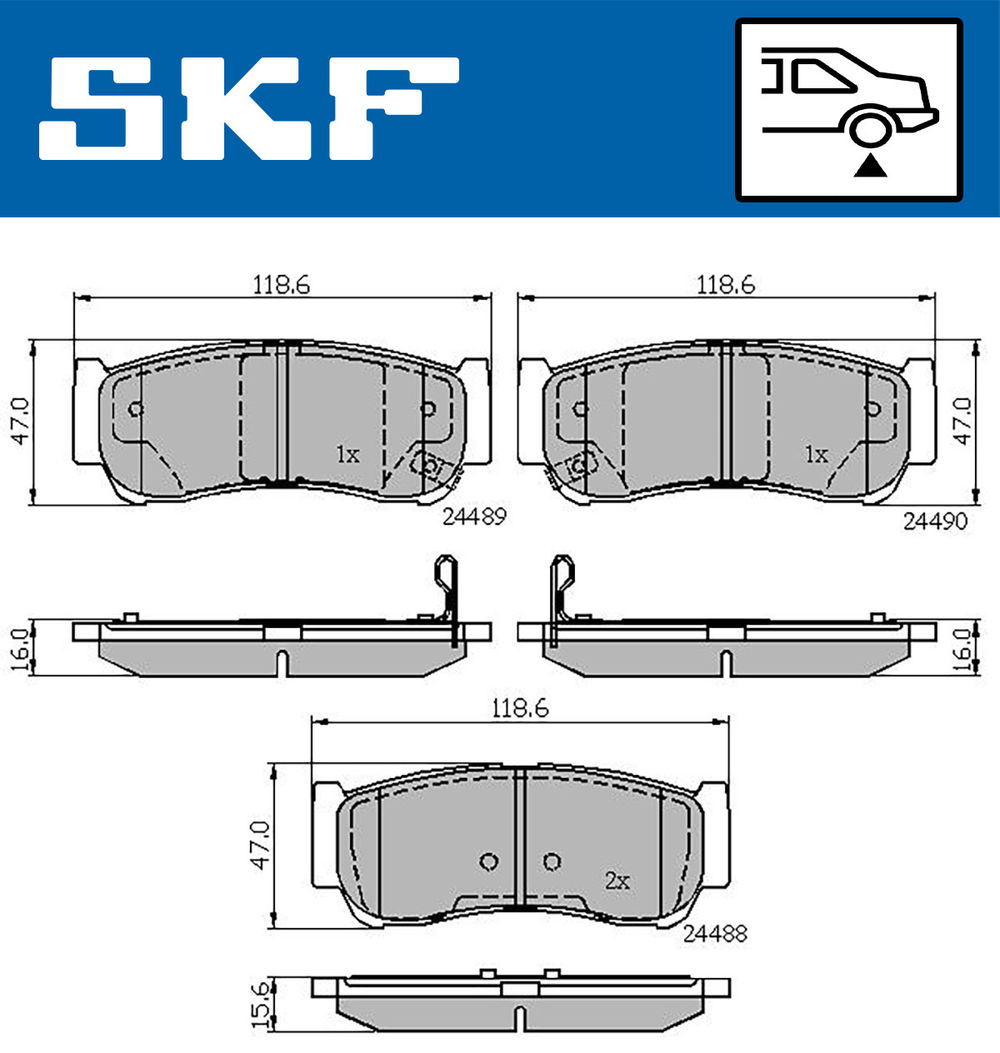 Bremsbelagsatz, Scheibenbremse Hinterachse SKF VKBP 90538 A von SKF