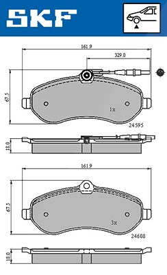 Skf Bremsbelagsatz, Scheibenbremse [Hersteller-Nr. VKBP80048E] für Citroën, Fiat, Peugeot, Toyota von SKF