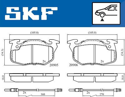 Skf Bremsbelagsatz, Scheibenbremse [Hersteller-Nr. VKBP80352E] für Citroën, Peugeot von SKF