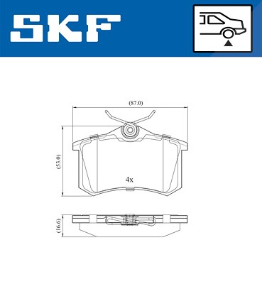 Skf Bremsbelagsatz, Scheibenbremse [Hersteller-Nr. VKBP90001] für Audi, Citroën, Ds, Ford, Opel, Peugeot, Renault, Seat, Skoda, VW von SKF