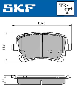 Skf Bremsbelagsatz, Scheibenbremse [Hersteller-Nr. VKBP90221] für Audi, Bentley, VW von SKF