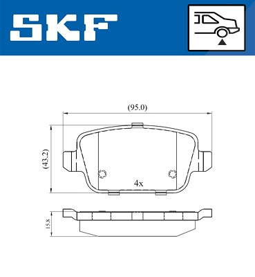 Skf Bremsbelagsatz, Scheibenbremse [Hersteller-Nr. VKBP90498] für Land Rover von SKF