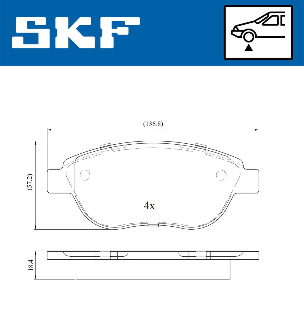 Bremsbelagsatz, Scheibenbremse Vorderachse SKF VKBP 80022 von SKF