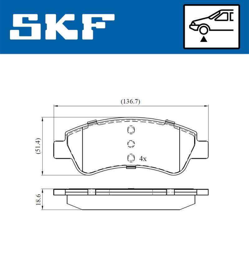 Bremsbelagsatz, Scheibenbremse Vorderachse SKF VKBP 80040 von SKF