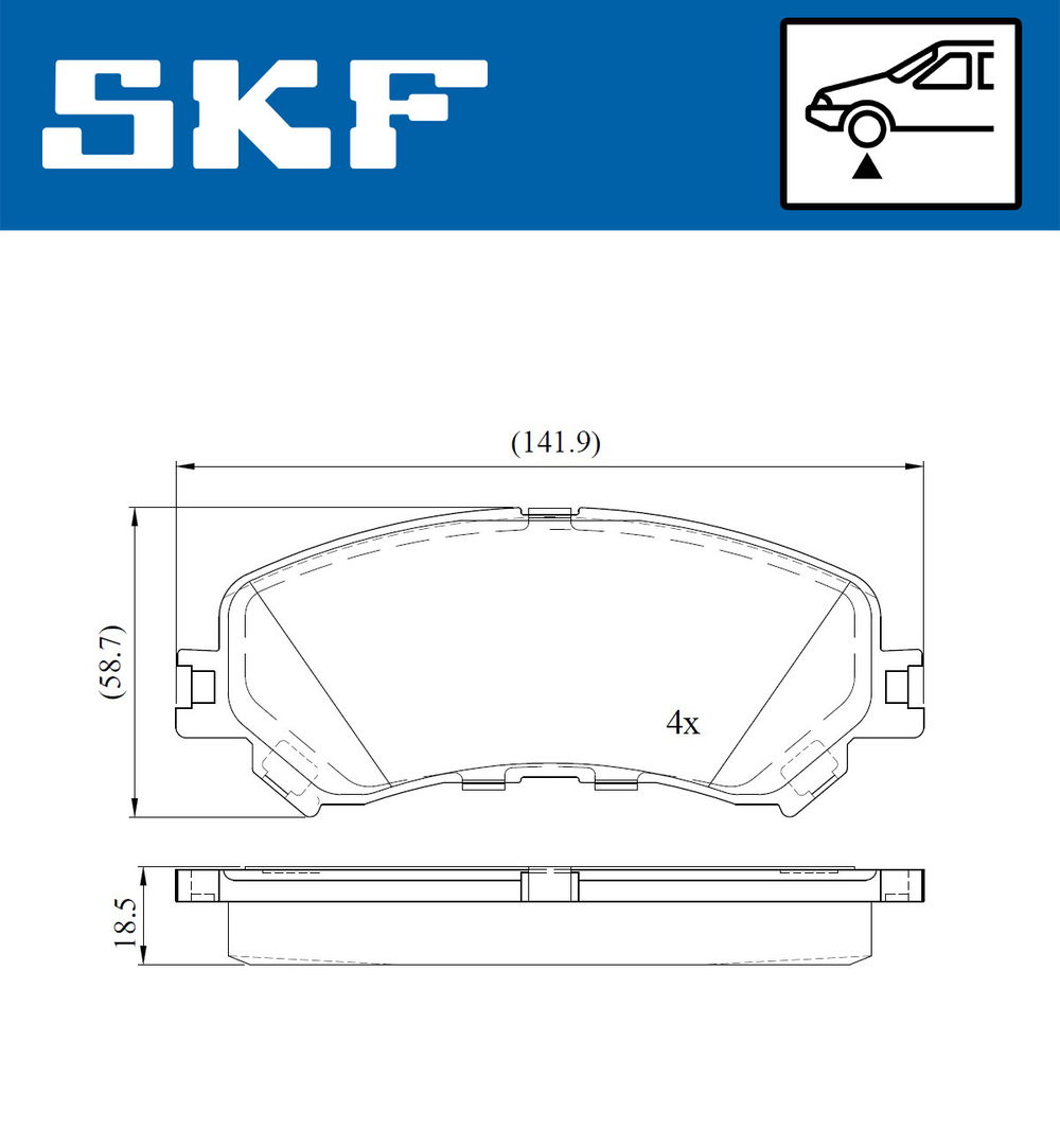 Bremsbelagsatz, Scheibenbremse Vorderachse SKF VKBP 80076 von SKF