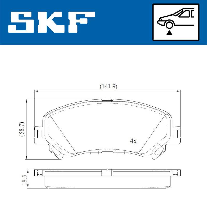 Bremsbelagsatz, Scheibenbremse Vorderachse SKF VKBP 80076 von SKF