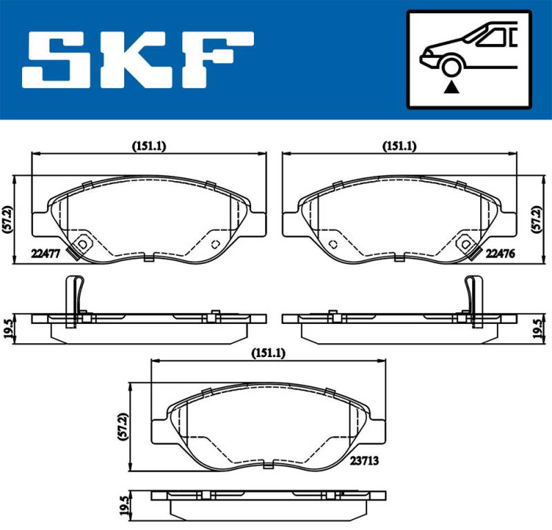 Bremsbelagsatz, Scheibenbremse Vorderachse SKF VKBP 80322 A von SKF