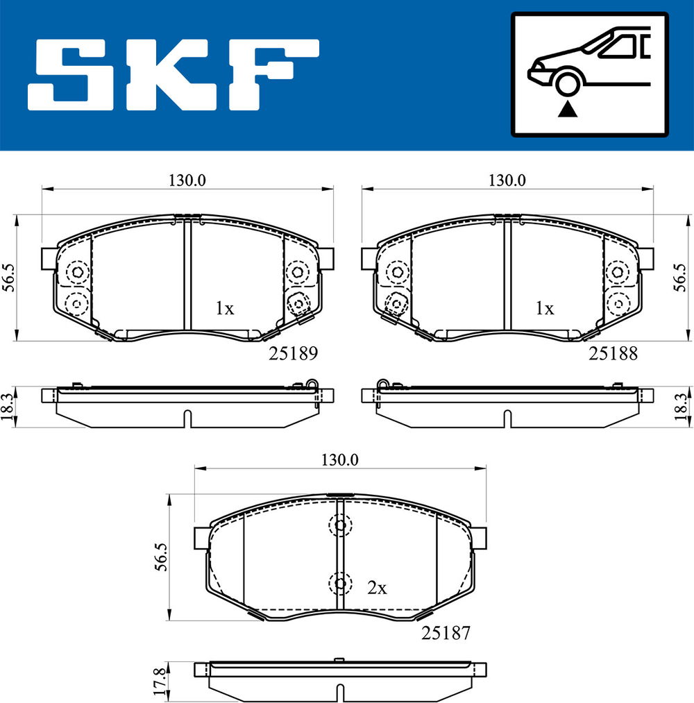 Bremsbelagsatz, Scheibenbremse Vorderachse SKF VKBP 80430 A von SKF