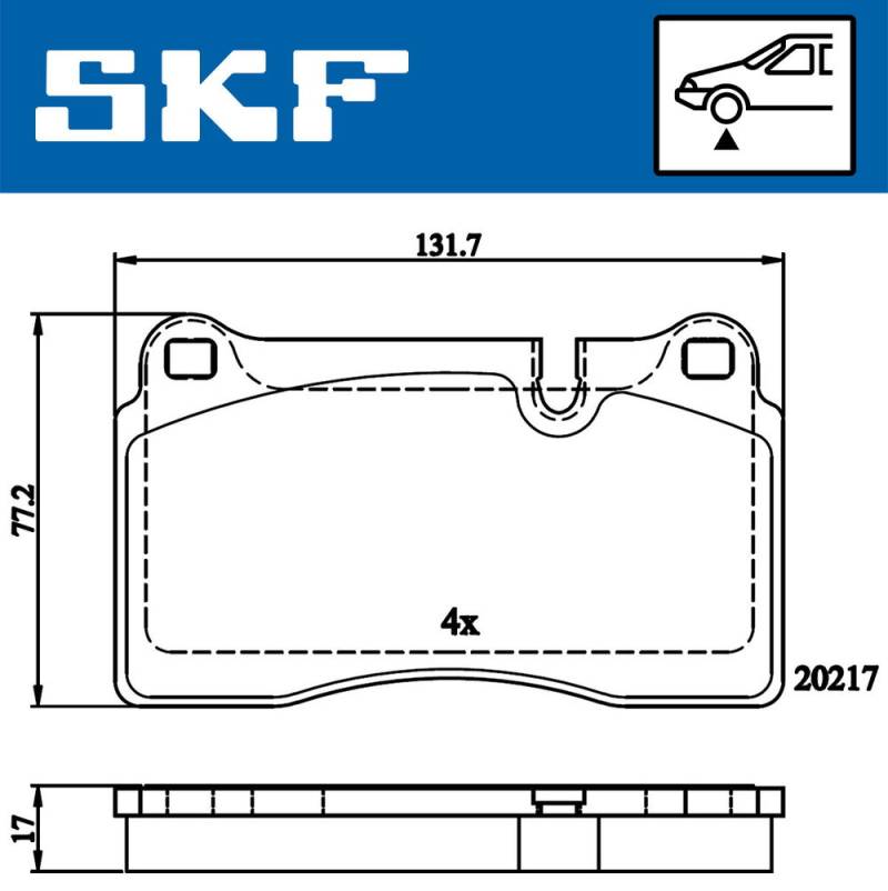 Bremsbelagsatz, Scheibenbremse Vorderachse SKF VKBP 80609 von SKF