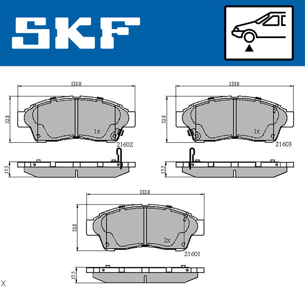 Bremsbelagsatz, Scheibenbremse Vorderachse SKF VKBP 80638 A von SKF