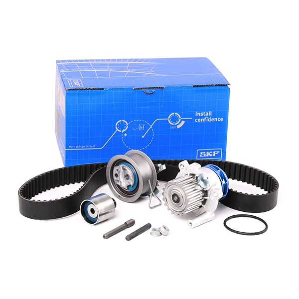 SKF Wasserpumpe + Zahnriemensatz VW,AUDI,FORD VKMC 01250-2 N90905501,1459215,045109243F Wasserpumpe + Zahnriemenkit VKPC81418,MN980105,1124944,1221490 von SKF