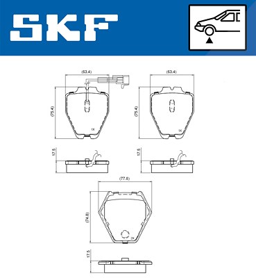 Skf Bremsbelagsatz, Scheibenbremse [Hersteller-Nr. VKBP81047E] für Audi, VW von SKF