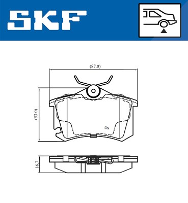 Skf Bremsbelagsatz, Scheibenbremse [Hersteller-Nr. VKBP90694] für Seat, VW von SKF