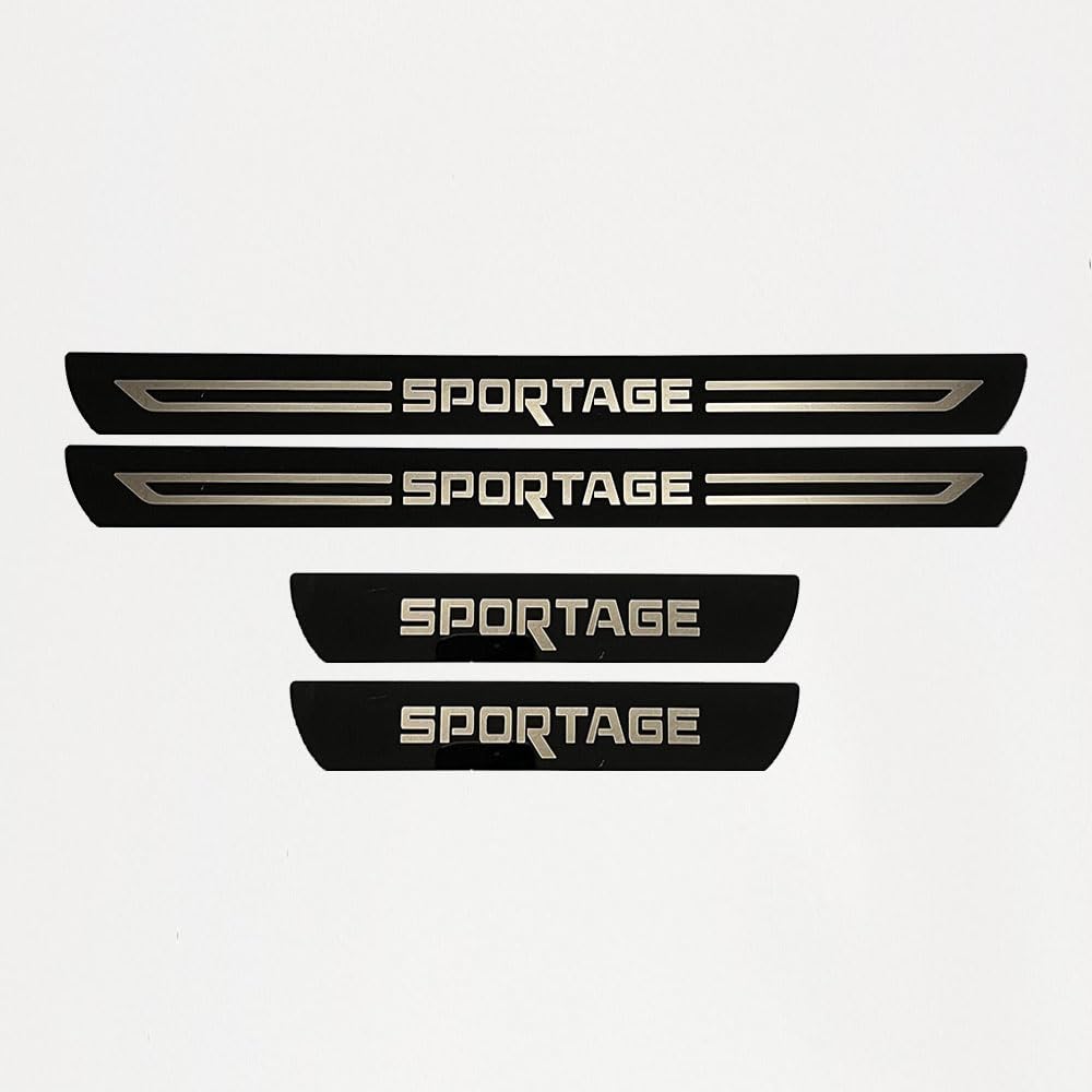 4 Stück Für Kia Sportage 2012-2023 2024 2025 Auto Edelstahl Türschwelle Kick Plates,Außentürschwellerschutz Trittplatten Auto Zubehör Sill Scuff Willkommenspedal Schutzabdeckung,A von SKIHOT