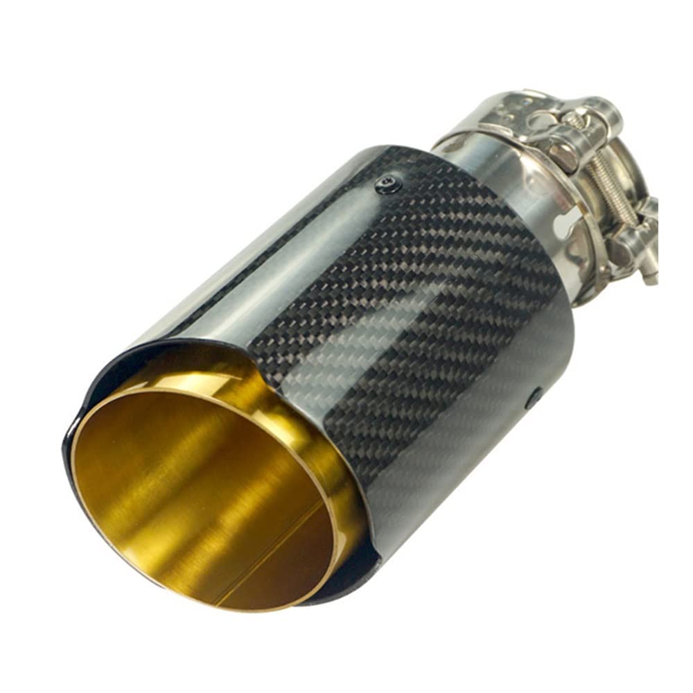 Autoauspuffende Auto Universal Gerade Kante Glänzend Kohlefaser Gold Rohr Auspuff Endrohr Endrohr Spitze Für Akrapovic Auspuff Endrohr (Size : 70MM IN 89MM OUT) von SKINFORD