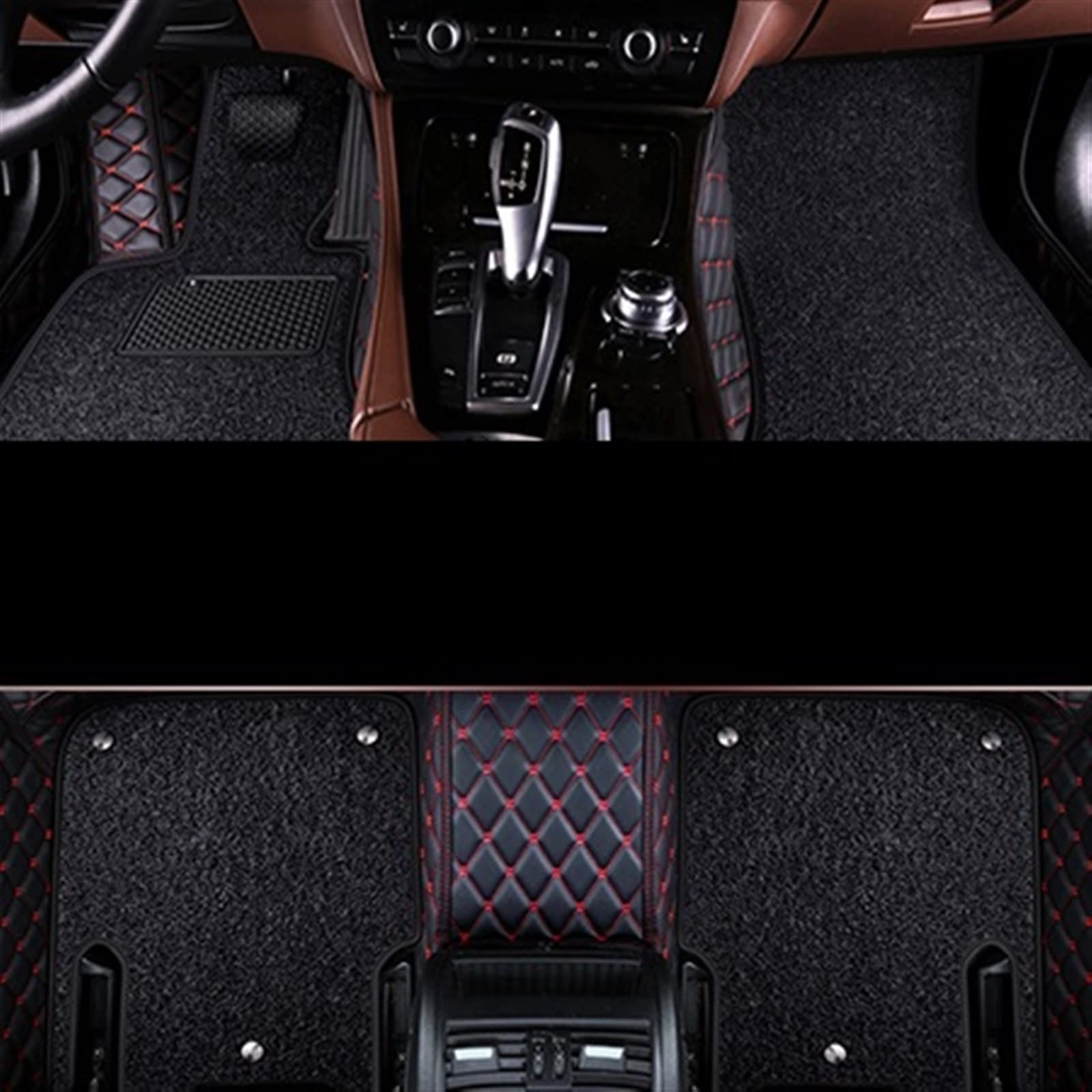 Auto-Fußmatten Custom Fit Für Kadjar 2015 2016 2017 2018 2019 Lederteppiche Teppiche Auto Fußmatten Tepiche(Black red black) von SKINII