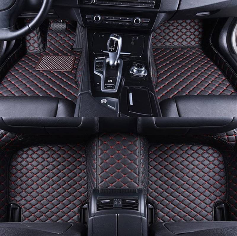 Auto-Fußmatten Für Subaru XV 2012 2013 2014 2015 2016 2017 Auto-Lederteppiche Auto Fußmatten Tepiche(LHD(3pcs) black red) von SKINII