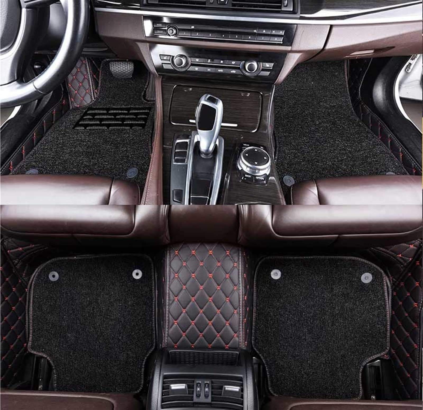 Auto-Fußmatten Teppiche Für Lexus ES ES250 ES300h ES350 2017 2016 2015 2014 2013 Luxus-Doppelschicht-Drahtschleifen-Innenteppiche Auto Fußmatten Tepiche(3pcs-black red black) von SKINII