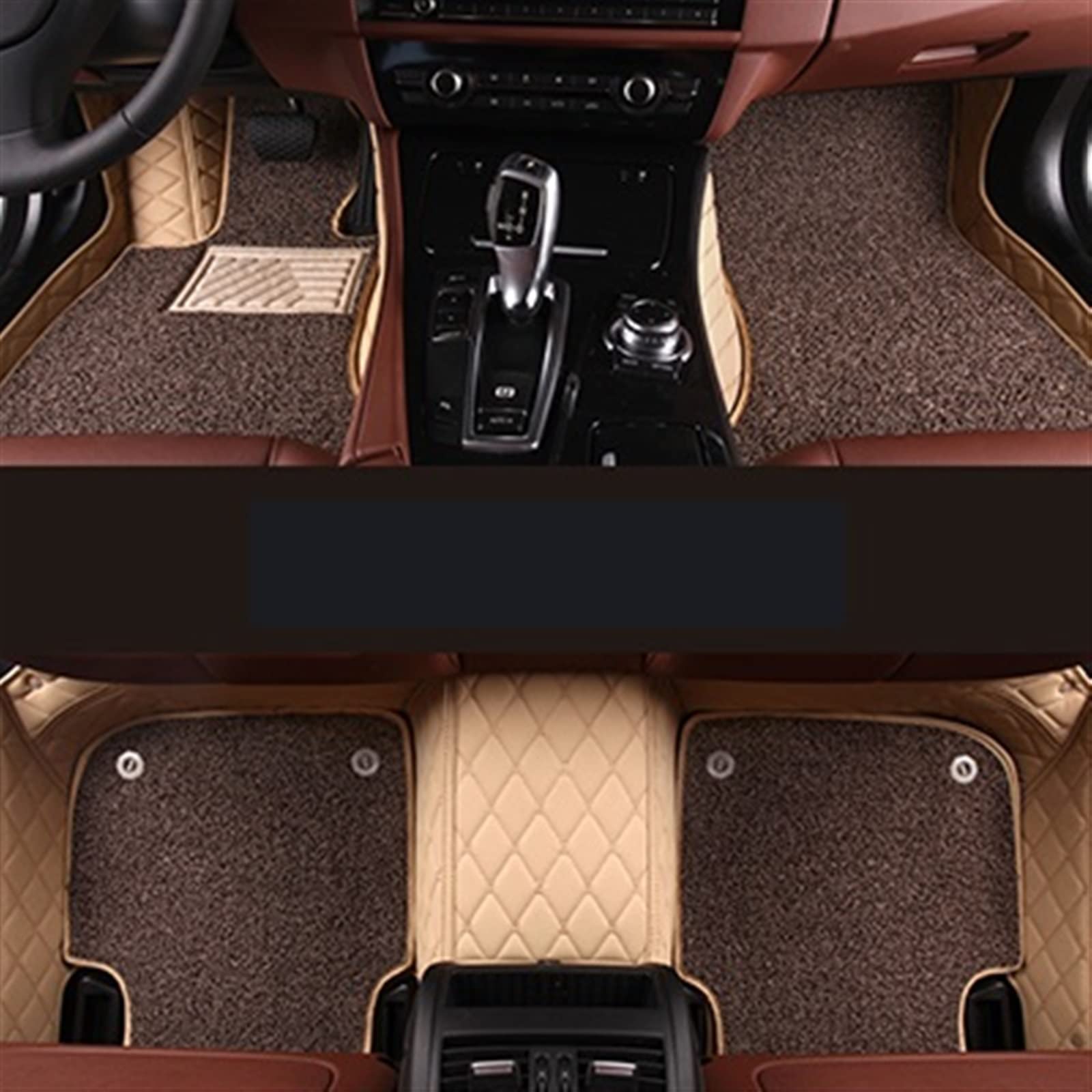 Benutzerdefinierte Doppelschicht 5 Sitz Auto Fußmatten für Volvo Xc90 S60 S80 C30 Xc60 V90 V60 Xc-classi S90 S40 V40 Alle Modelle Automatten Auto Fußmatten Tepiche(Beige and brown) von SKINII