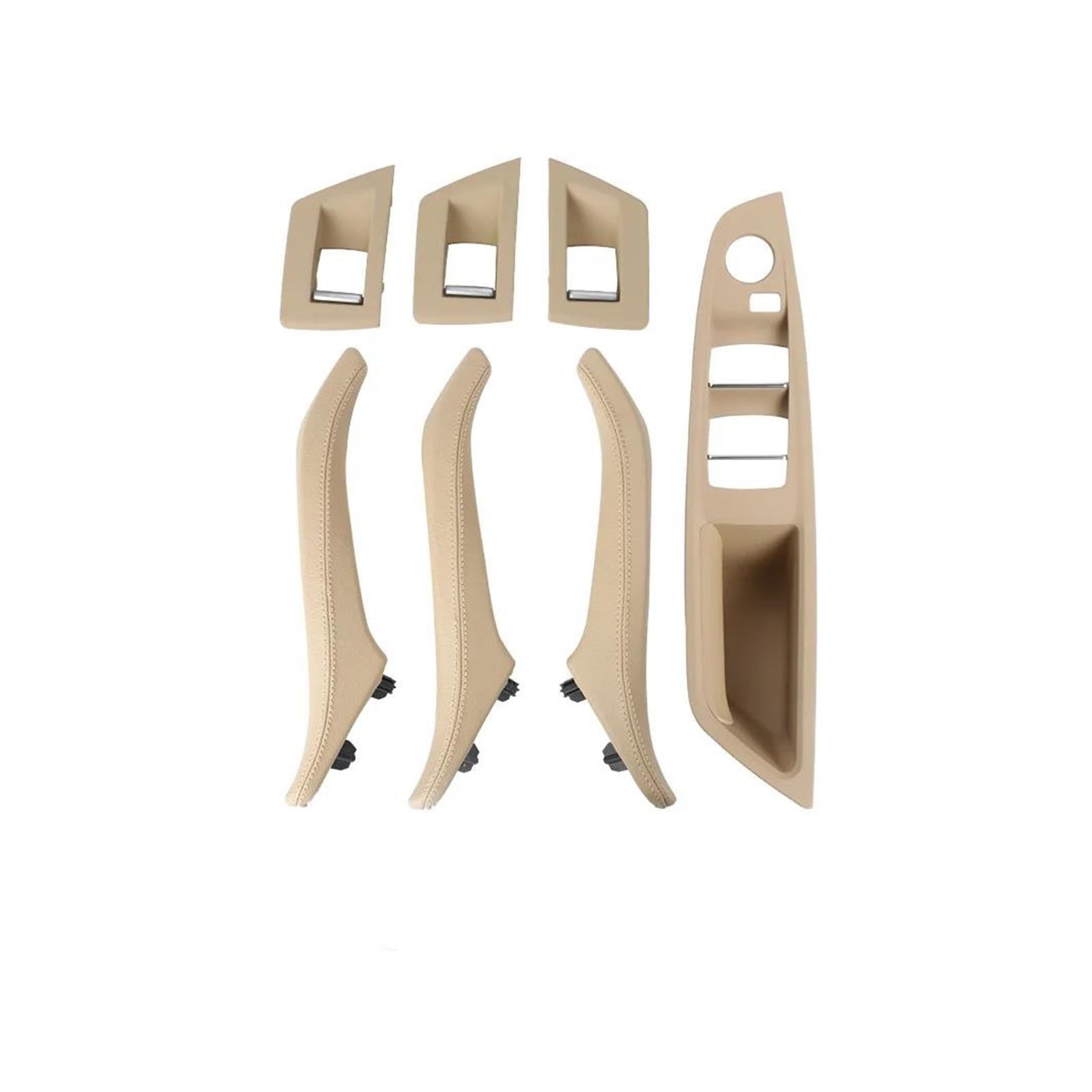 Dertür Griffve Auto-Innentürgriffe aus Leder, 7-teilig, komplettes Set für 5er F10 F11 51417225866 Innentürgriff(RHD Beige) von SKINII