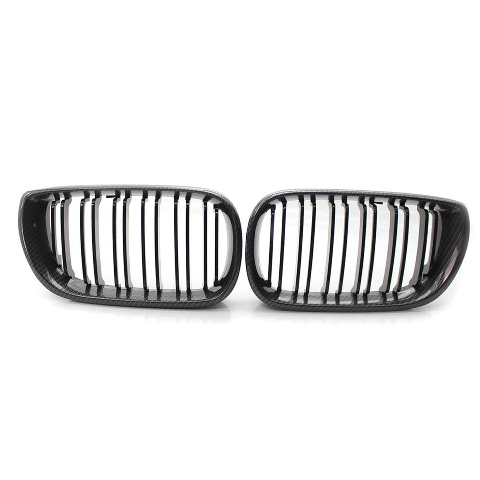 Kühlergrill Für 3er E46 4-Türer 2002-2005 Renngrills Ein Paar Carbon-Nierengrill Vorn Doppellamelle Frontgrill(Kohlenstoff-Look) von SKINII